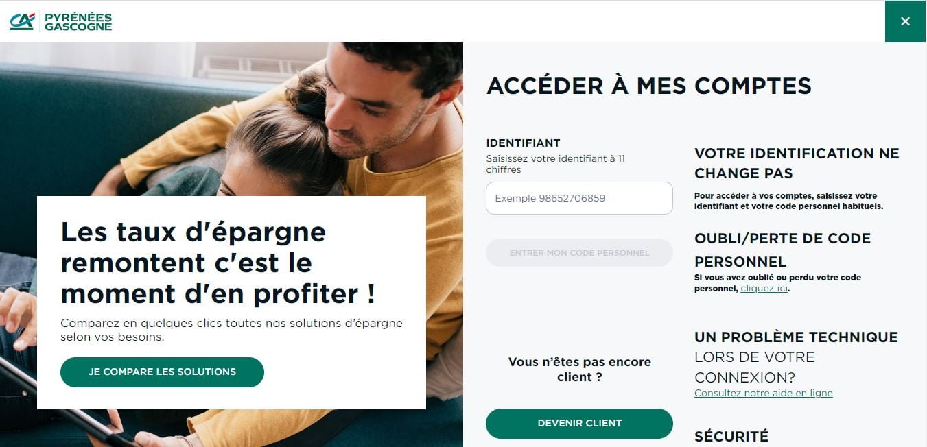 Crédit Agricole Pyrénées Gascogne connexion