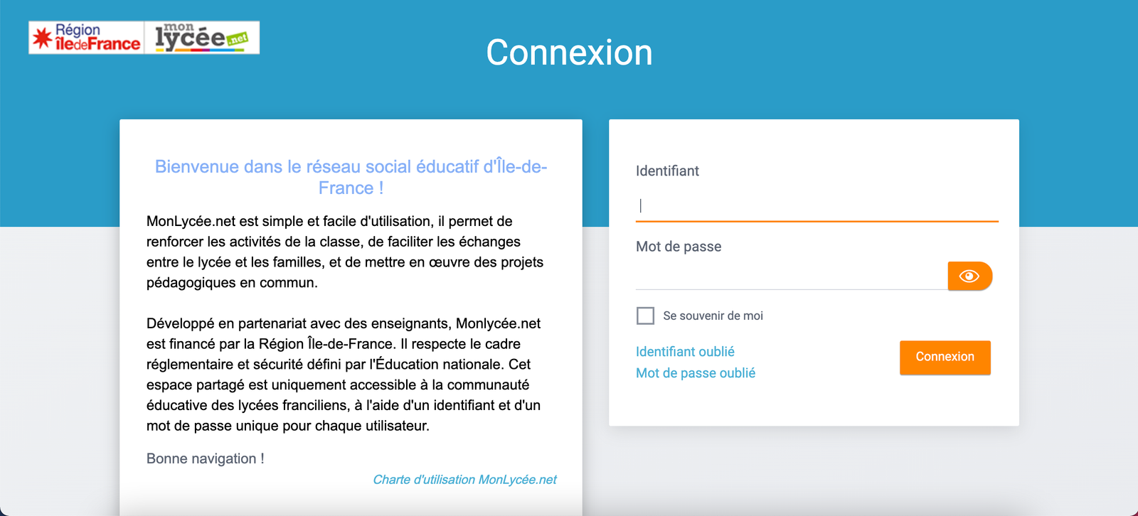 se connecter à son compte ent ile de france