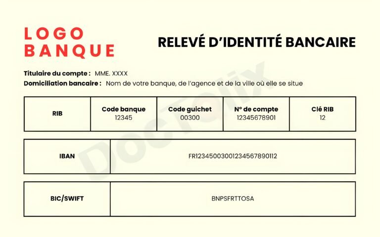 Relevé d’Identité Bancaire ou RIB