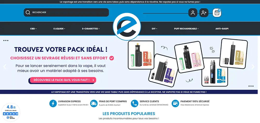 E-liquides France, un site de confiance pour ses e-cigarettes et produits de vape en ligne