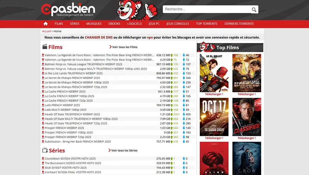 cpasbien : site de téléchargement de films et séries