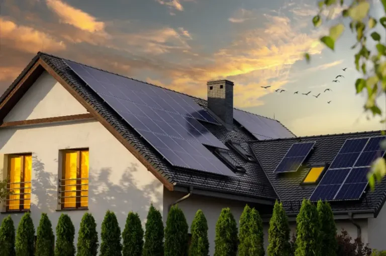 Panneaux solaires sur toit de la maison