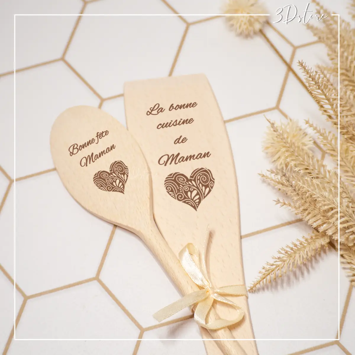 Cuillère ou spatule en bois personnalisée avec message