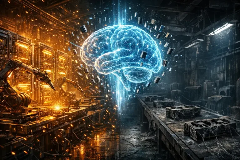 Le marché des cartes graphiques en grand danger : 2026 pourrait tout changer Illustration conceptuelle montrant la priorité donnée aux serveurs IA au détriment des chaînes de production de cartes graphiques pour joueurs.