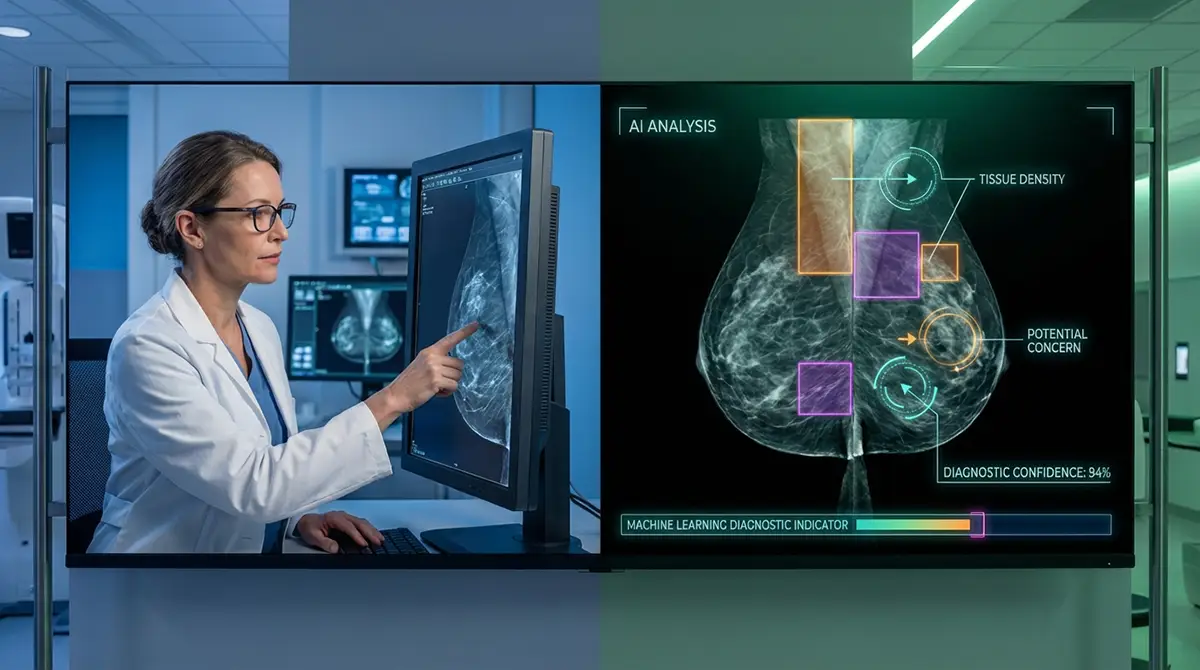 Médecin radiologue utilisant l'intelligence artificielle comme outil d'aide au diagnostic