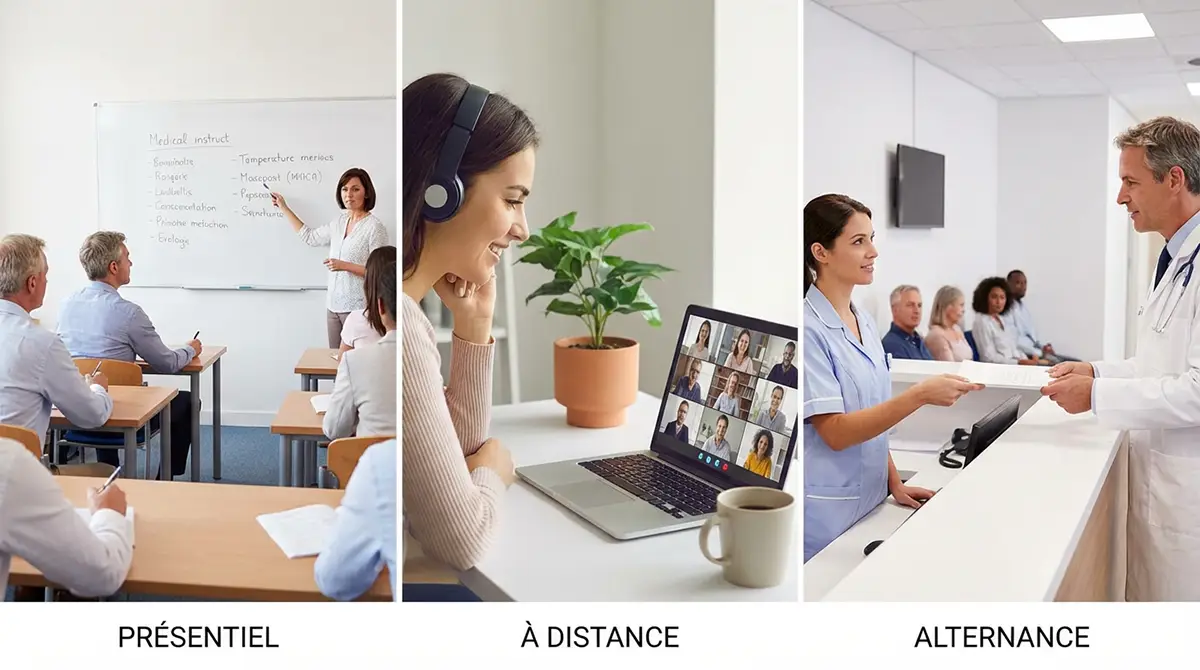Comparaison des voies de formation pour devenir secrétaire médicale : en présentiel, à distance ou en alternance.