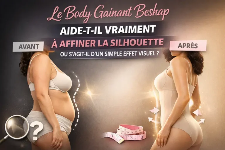 Le body gainant Beshap aide-t-il vraiment à affiner la silhouette ou s’agit-il d’un simple effet visuel ? Illustration indiquant le changement de silhouette avant et après l'utilisation d'un Body Gainant