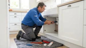 Comment entretenir sa plomberie au quotidien : le guide pratique pour éviter les mauvaises surprises Plombier effectuant l'entretien plomberie d'une maison avec outils professionnels