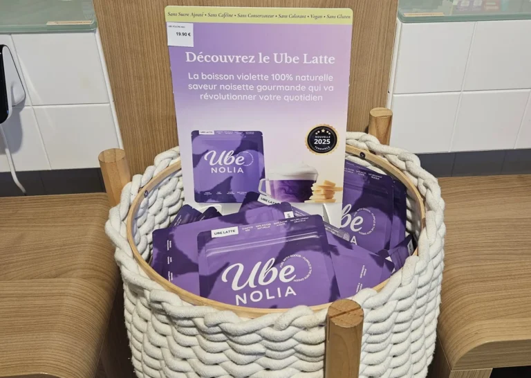 Ube Nolia, la marque de ube premium disponible en pharmacies Panier en pharmacie rempli du produit Ube Nolia