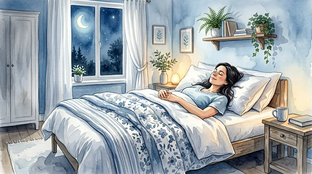 Personne allong&eacute;e dans son lit pratiquant la coh&eacute;rence cardiaque pour calmer une crise d'angoisse