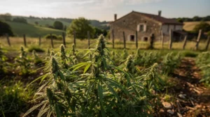 Fleur cbd : que dit vraiment la loi en France en 2026 ? Fleur de cbd cultivée en terre dans le jardin d'une maison à la campagne
