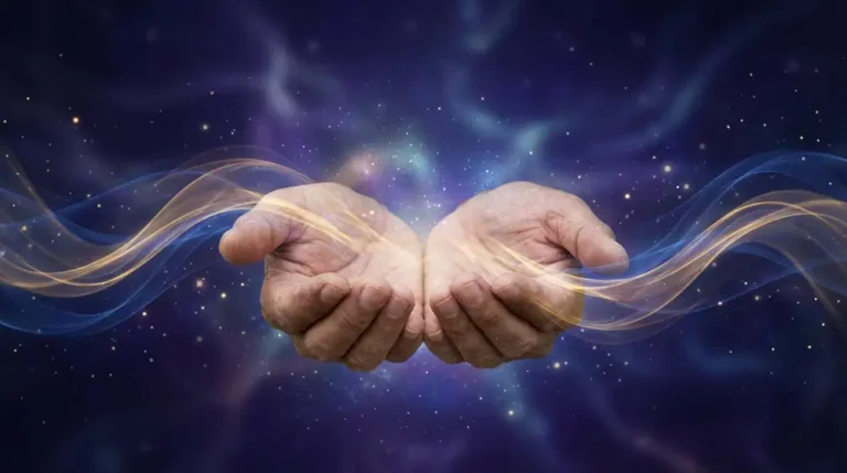 Lahochi : le soin énergétique qui harmonise corps, âme et esprit Mains ouvertes émettant des ondes lumineuses lors d'un soin lahochi, symbolisant la transmission d'énergie universelle