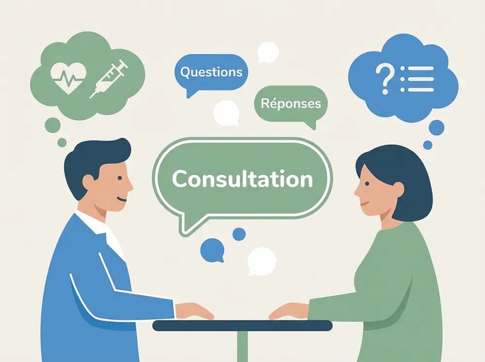 M&eacute;decin et patient discutant des effets secondaires de l'Ozempic