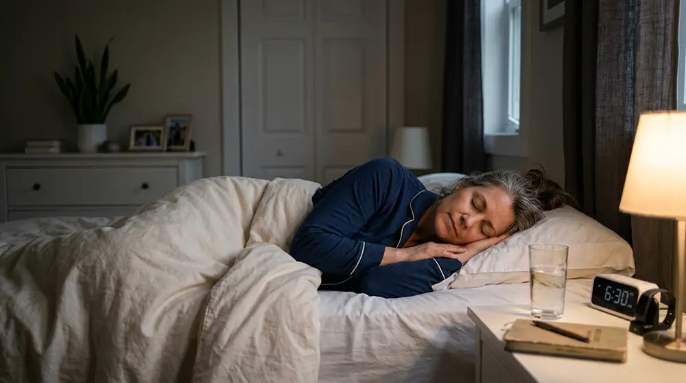 Personne de 50 ans qui dort paisiblement, illustration de l'importance du sommeil pour maigrir