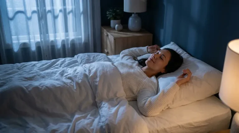 Femme endormie paisiblement grâce à la technique de respiration 4-7-8