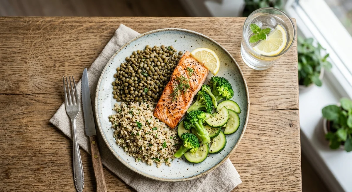 Assiette équilibrée à faible index glycémique assiette équilibrée composée d'aliments à faible index glycémique pour contrôler la glycémie