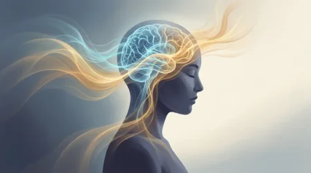 Illustration symbolisant la clarté mentale et la conscience émotionnelle avec des connexions neuronales lumineuses