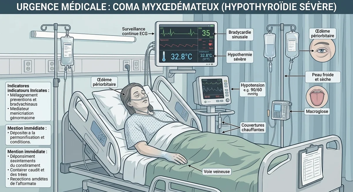 Repr&eacute;sentation m&eacute;dicale du coma myx&oelig;d&eacute;mateux, complication extr&ecirc;me de l'hypothyro&iuml;die s&eacute;v&egrave;re non trait&eacute;e