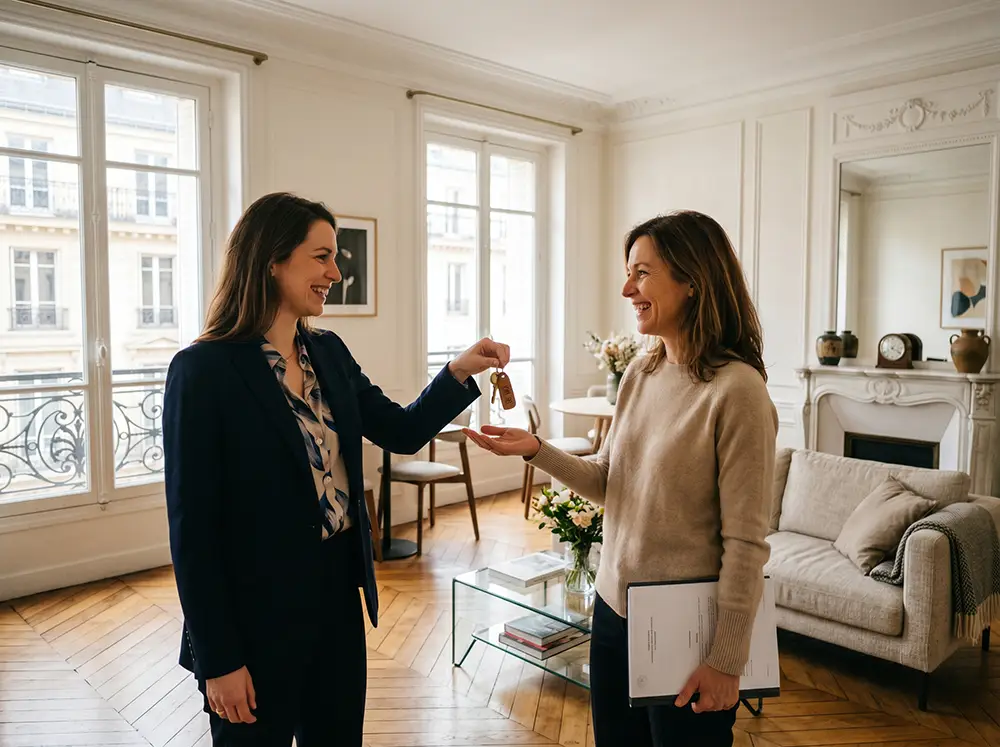 Remise de clés d'un appartement rénové dans le cadre d'un projet d'investissement locatif clé en main