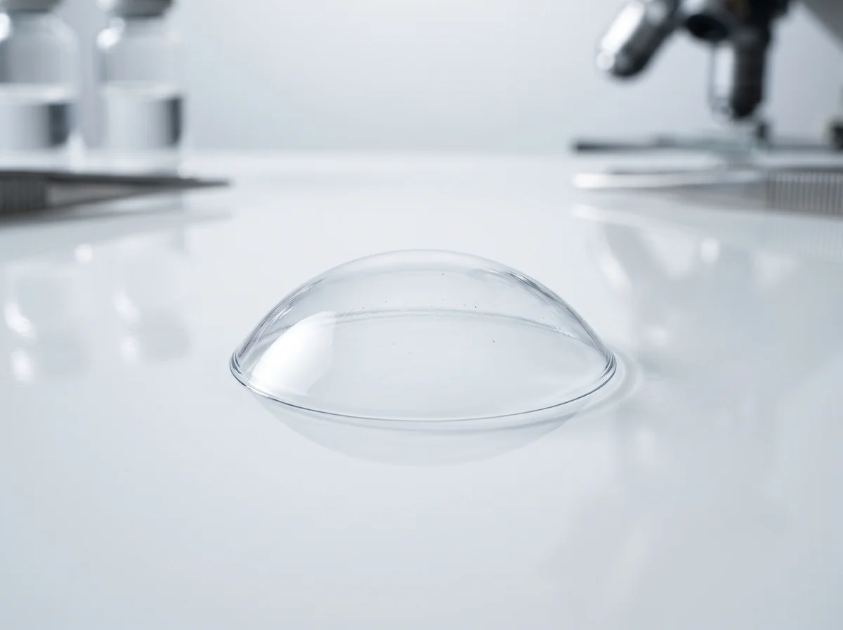 Macro d'une lentille Acuvue en silicone hydrogel illustrant la perméabilité à l'oxygène