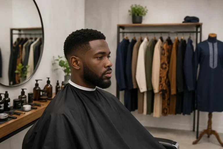 Homme élégant chez le barbier.
