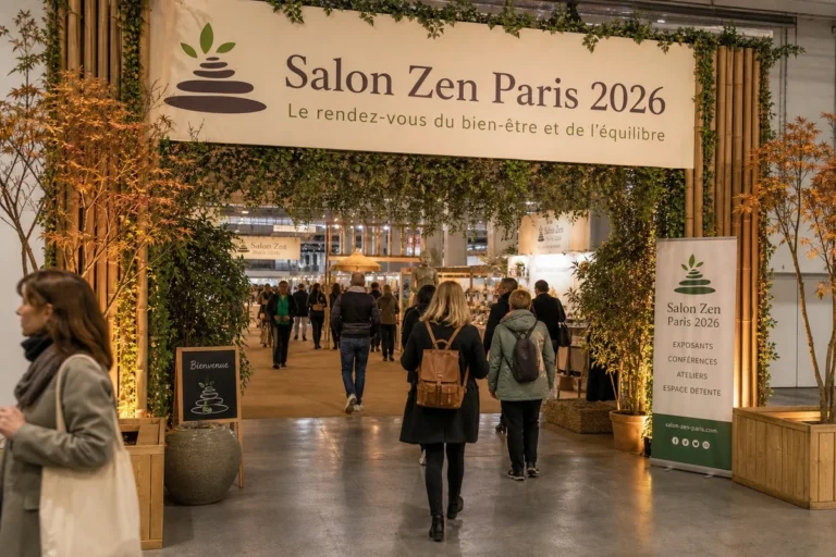 Salon Zen Paris 2026 : programme complet, tarifs et nos ateliers coups de cœur Entrée du Salon Zen Paris 2026 à l'Espace Champerret avec visiteurs