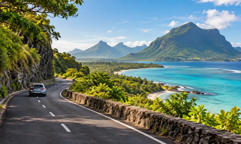 Route idéale pour un road trip à l'île Maurice avec vue sur mer et montagne